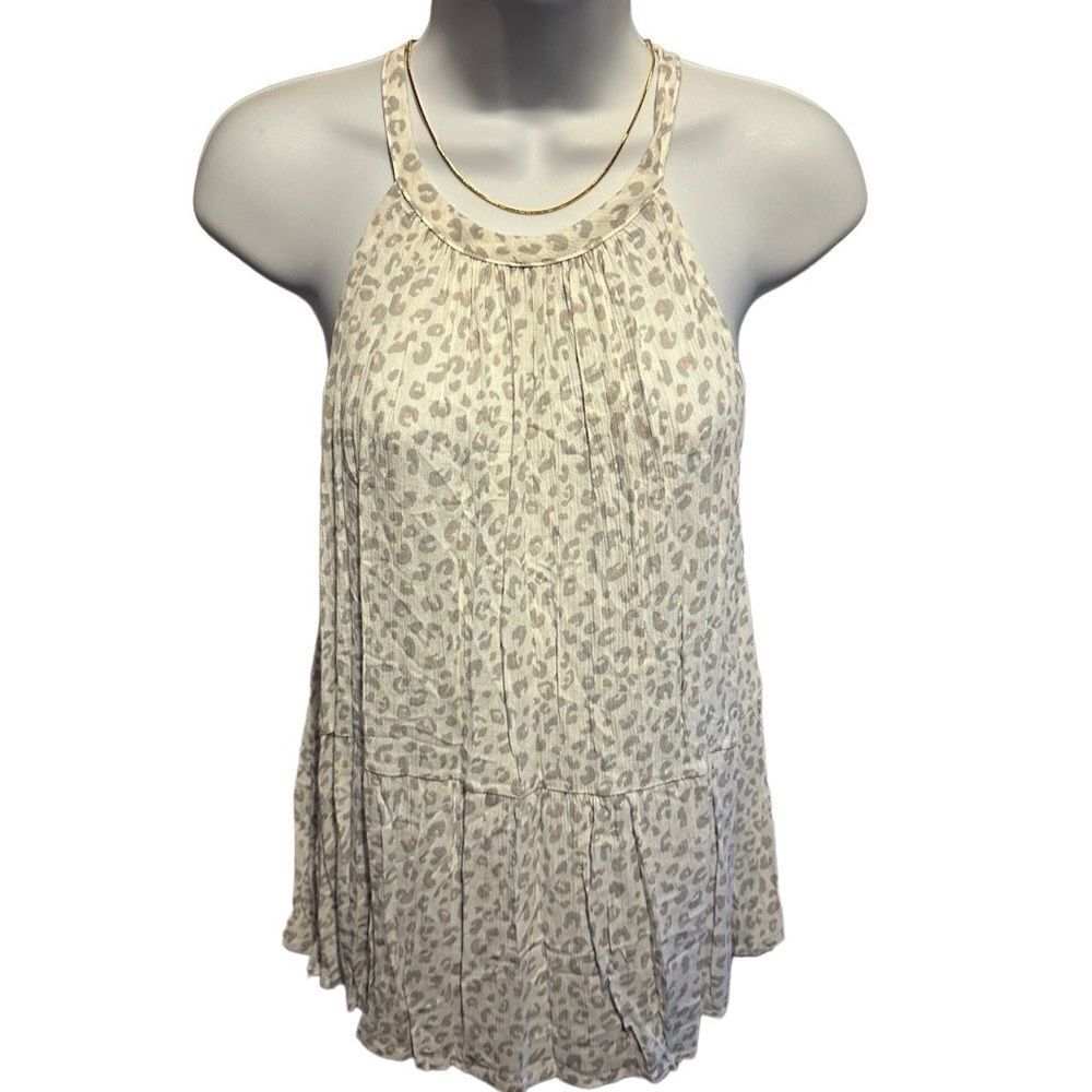Hippie Rose Animal Print Sleeveless Blouse Woman’s size Large